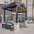 a patio with chairs and tables outside a building