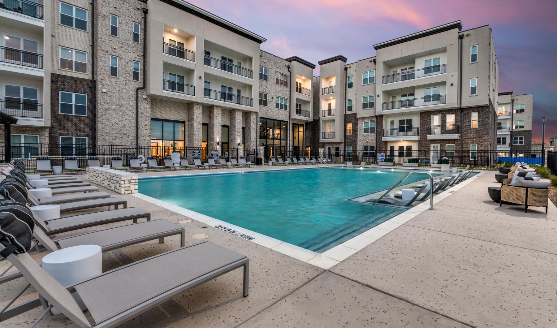 a pool in a courtyard