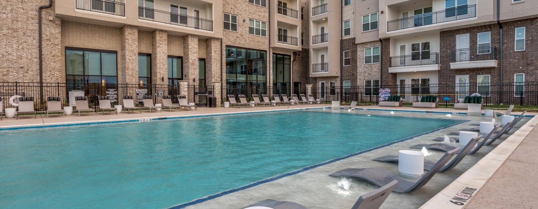 a pool in a courtyard